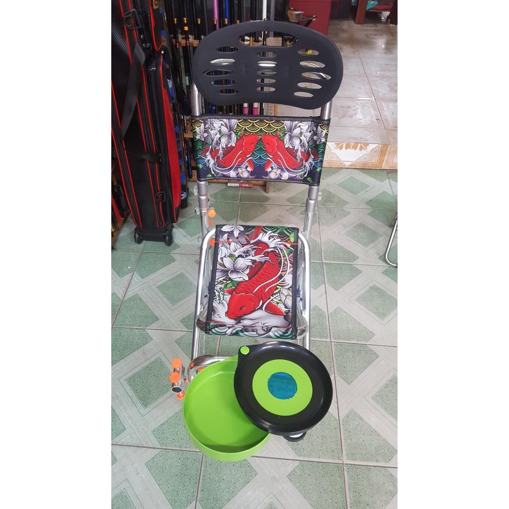 Ghế câu đài địa hình cá chép 2 mặt, full phụ kiện