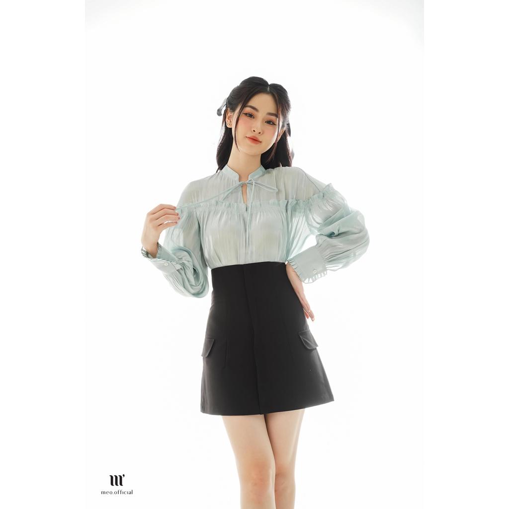 Áo kiểu nữ Méo shop dài tay bồng hoạ tiết phong cách Hàn quốc Swiss