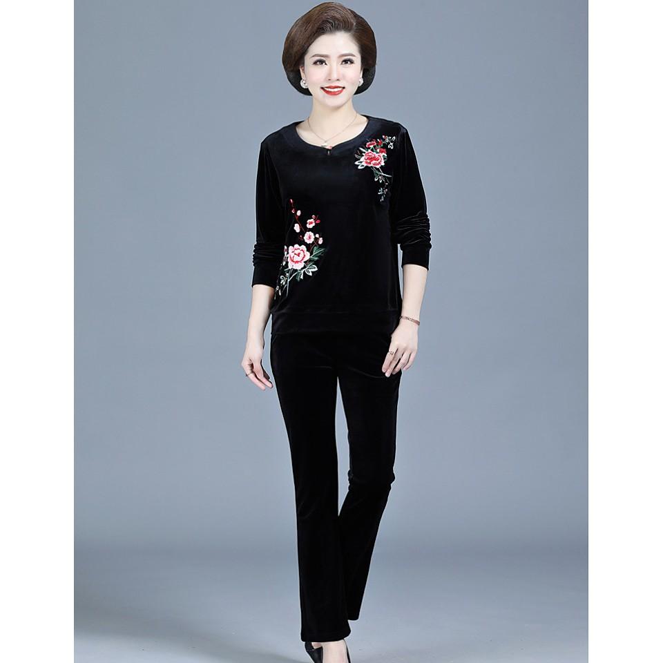 Bộ nhung thêu phong cách sang chảnh cho các cô các mẹ _ A1