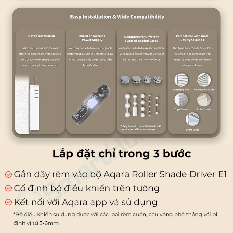 [Quốc Tế] Bộ điều khiển rèm tự động Aqara Roller Shade Driver E1 Zigbee - Hàng Chính Hãng