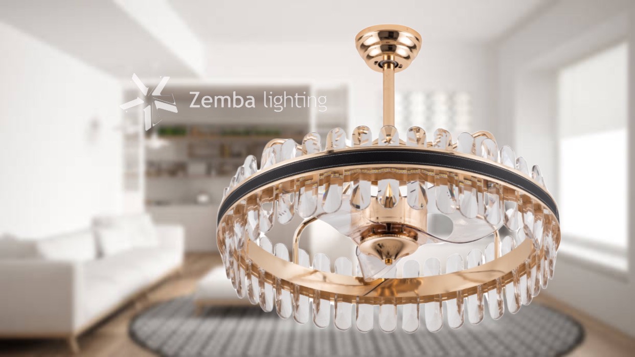 Quạt đèn trang trí Zemba ZEQ8821 Công nghệ Ý Điều khiển từ xa, Quạt riêng, đèn riêng
