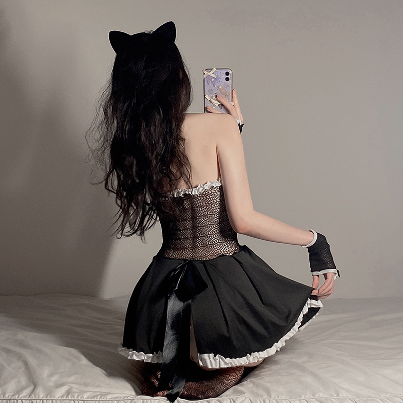 Váy quây ngực cosplay cô nàng mèo kèm tất chân đủ phụ kiện