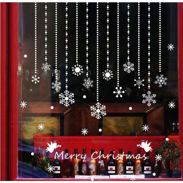 Decal rtang trí tường Noel - Rèm Dây Nhí Hoa Tuyết xinh