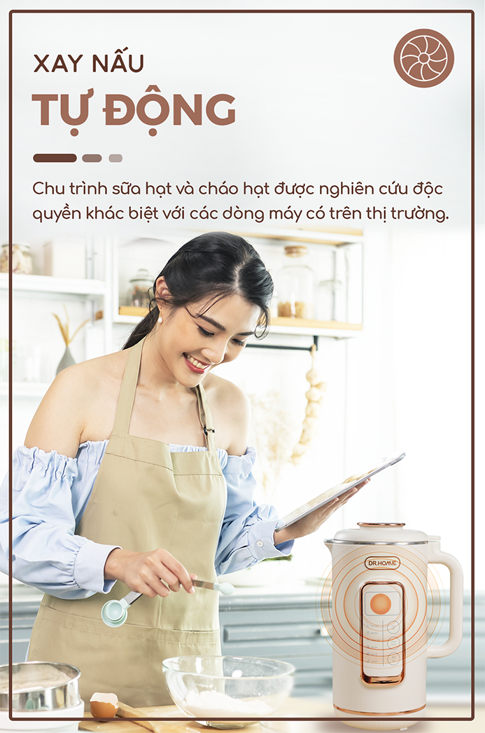 [Hàng Chính Hãng] Máy Làm Sữa Hạt DrHomie AN60 - Phiên Bản Chống Khê, Chống Trào Hàng Đầu Việt Nam - Bảo Hành 12 Tháng