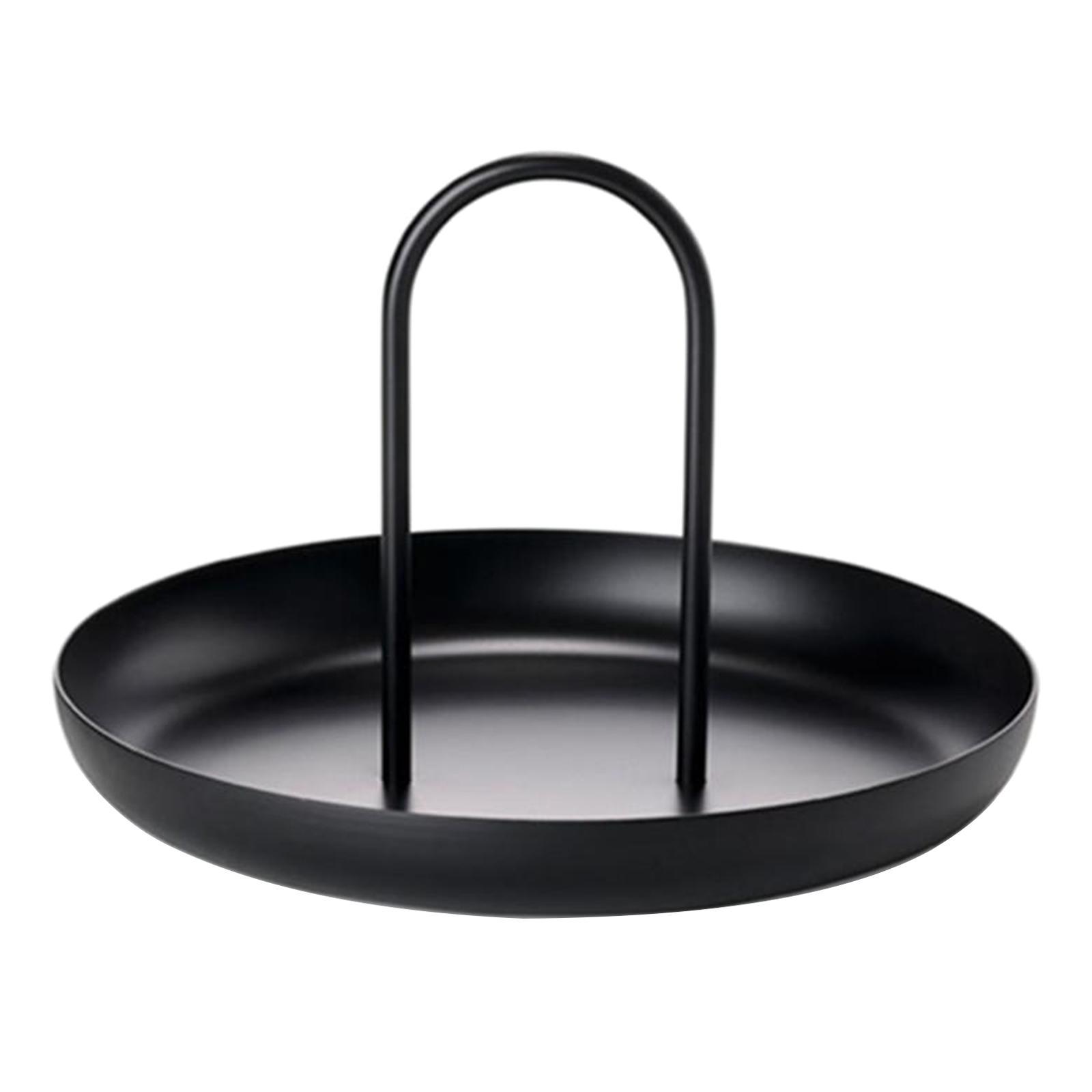 Jewelry Tray Nordic Style Food Snack Cake Tray Plate with Handle Decor Black