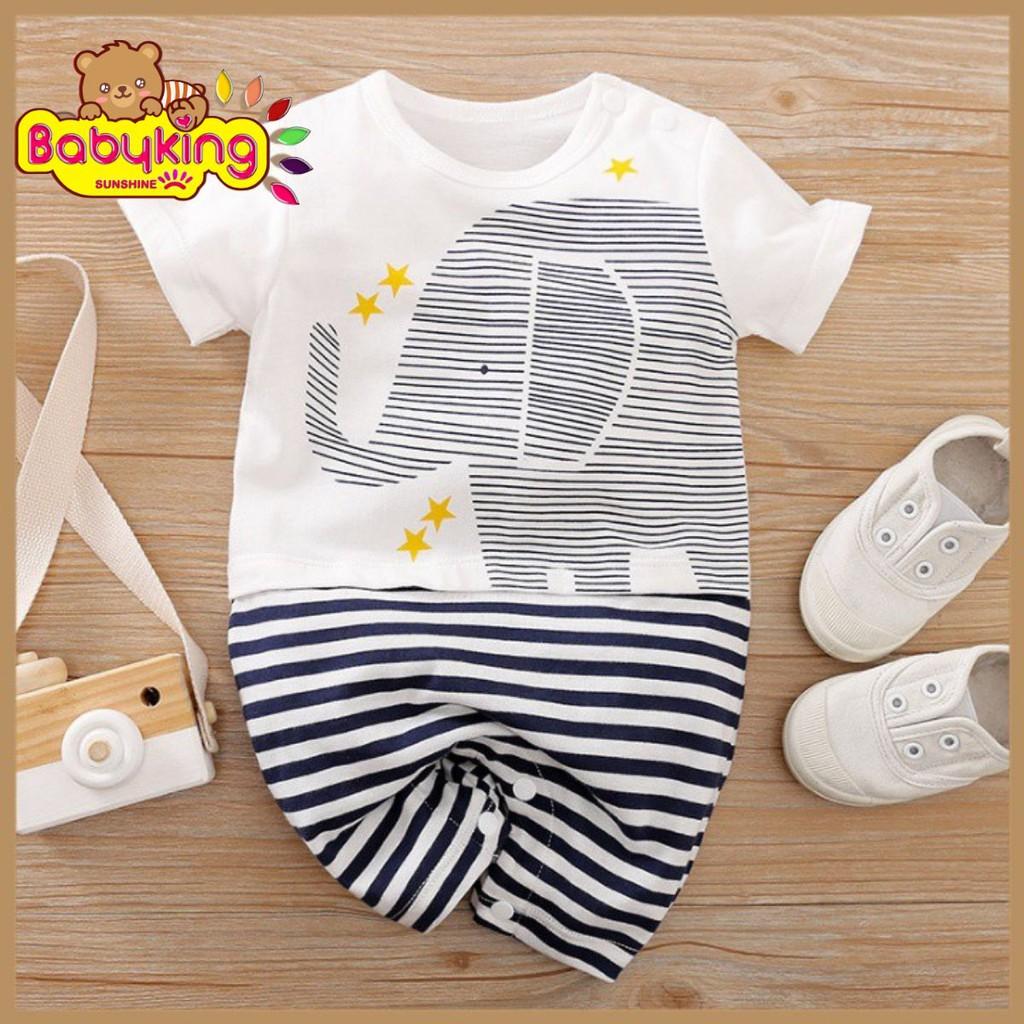 BodySuit,áo liền quần dễ thương ngắn tay kiểu con voi cho bé , cotton 100%, thương hiệu Aiueo Nhật Bản.