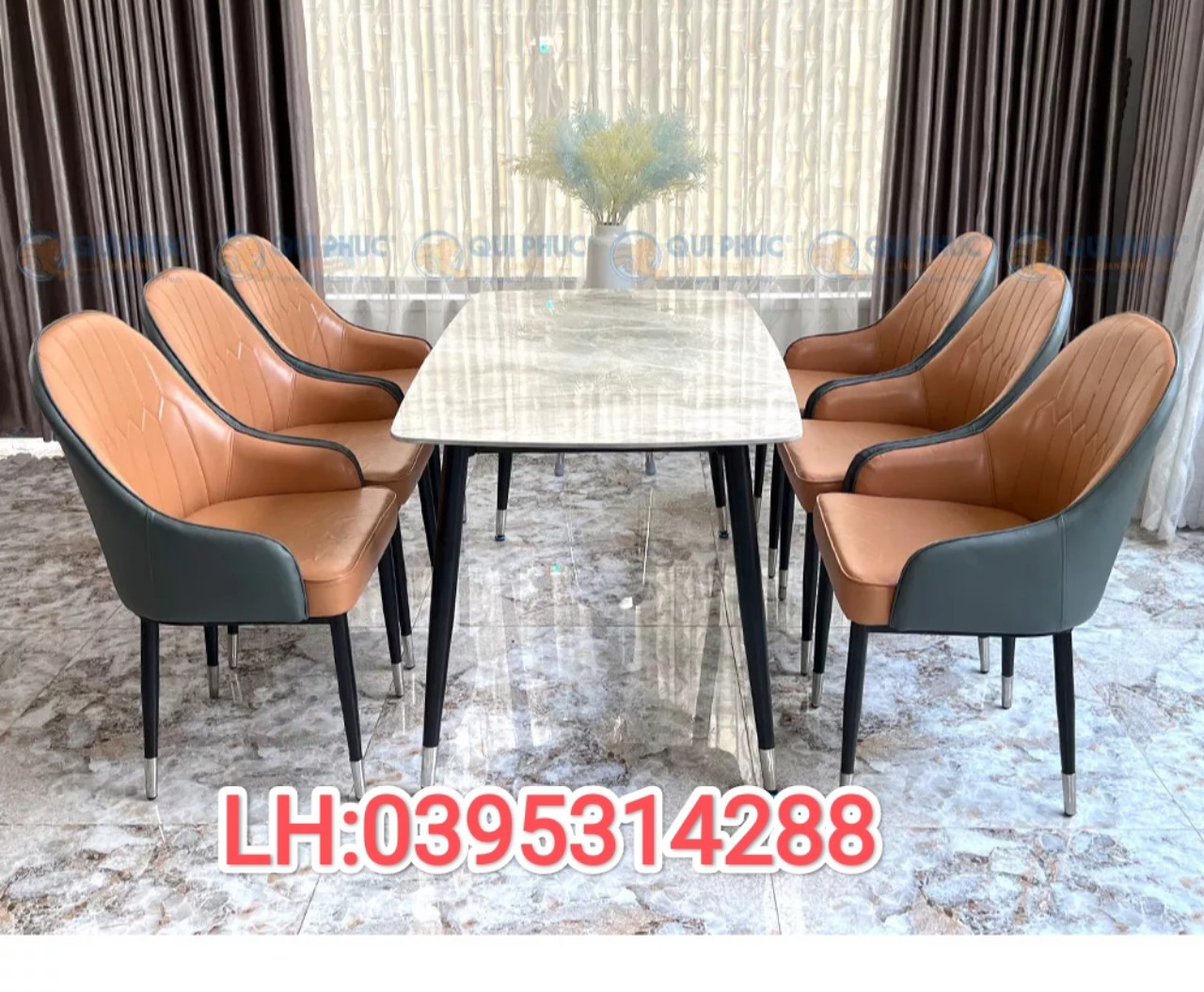 Bàn ăn mặt đá CERAMIC chân chữ U