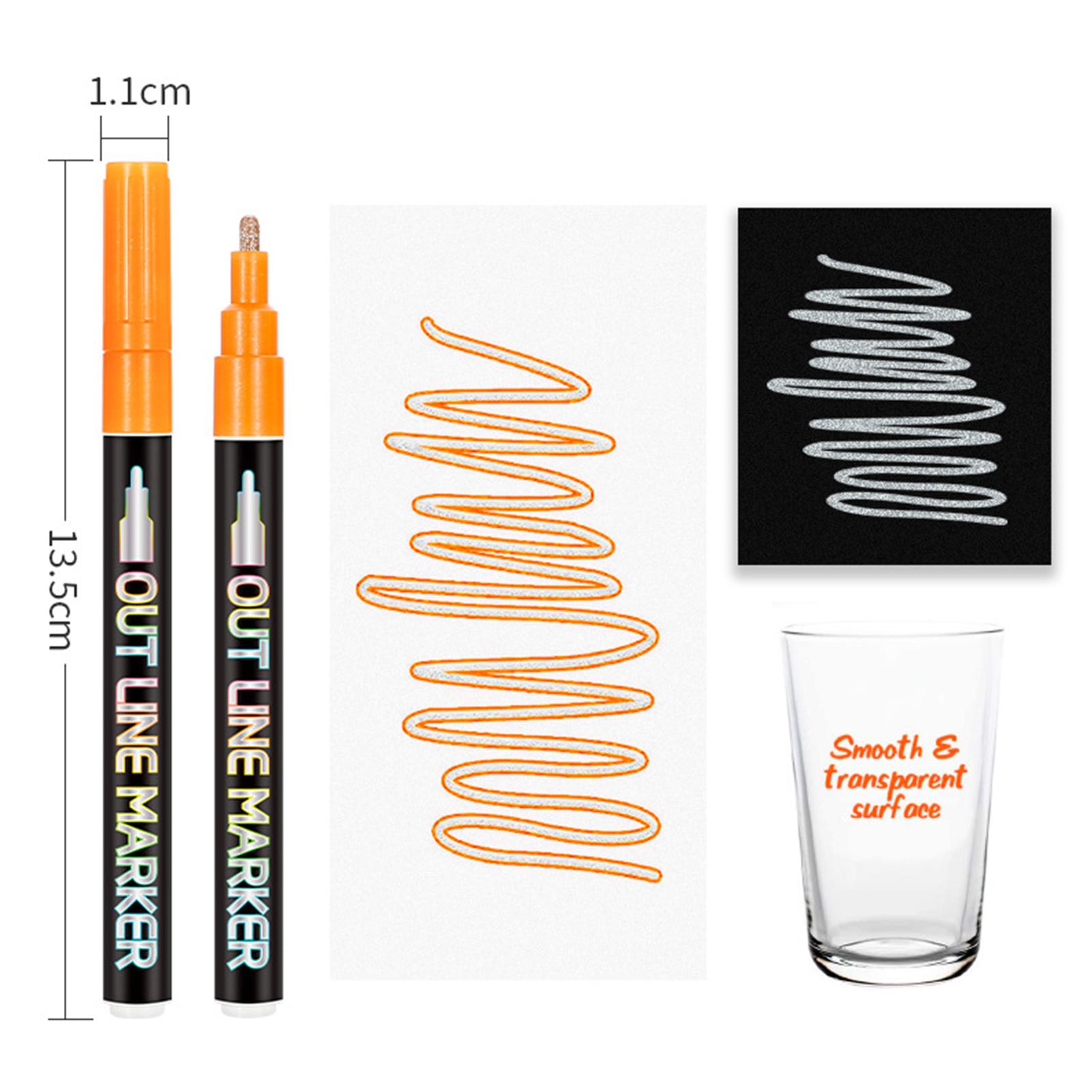 12 Colors Metallic Markers Outline Paint Pens 2-3mm Line DIY Scrapbooking for Black Paper Photo Album CD Surface Stone