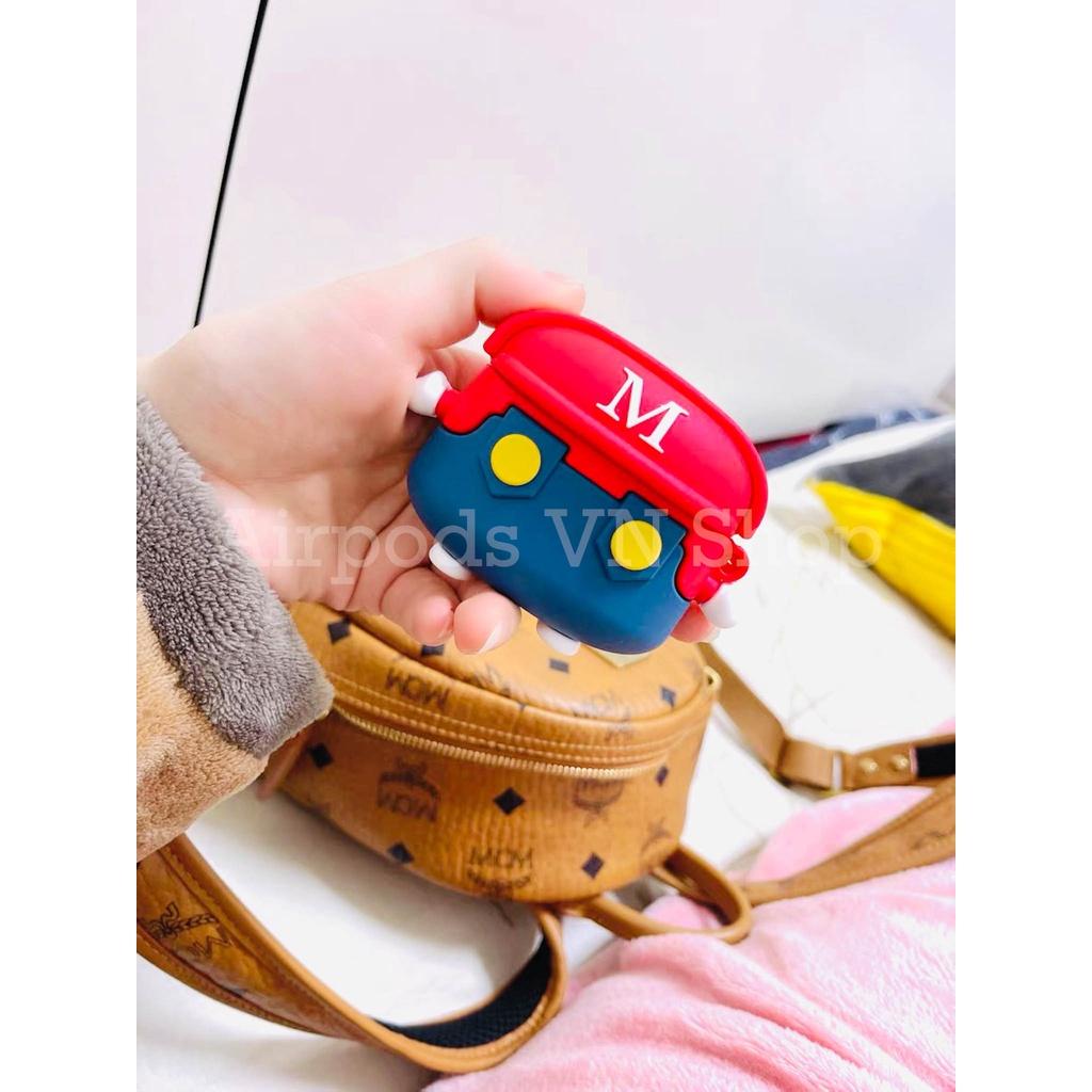 Bao Case Ốp dành cho Airpods 1/2 & Airpods Pro Mario đội nón kute silicon cao cấp