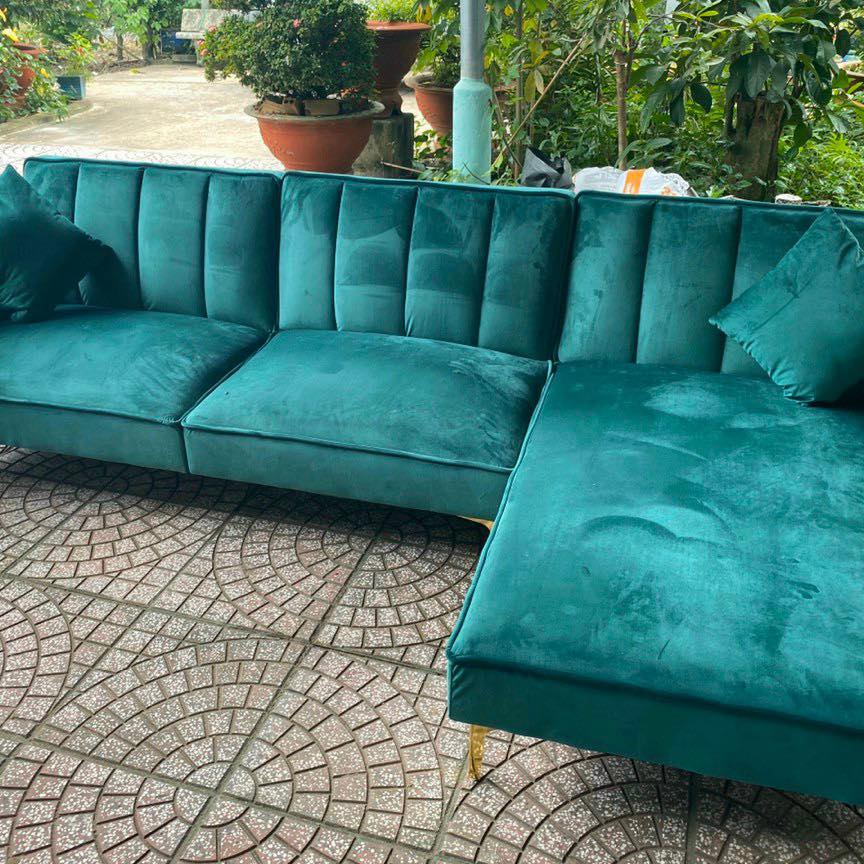 Ghế sofa góc chữ L bọc nhung