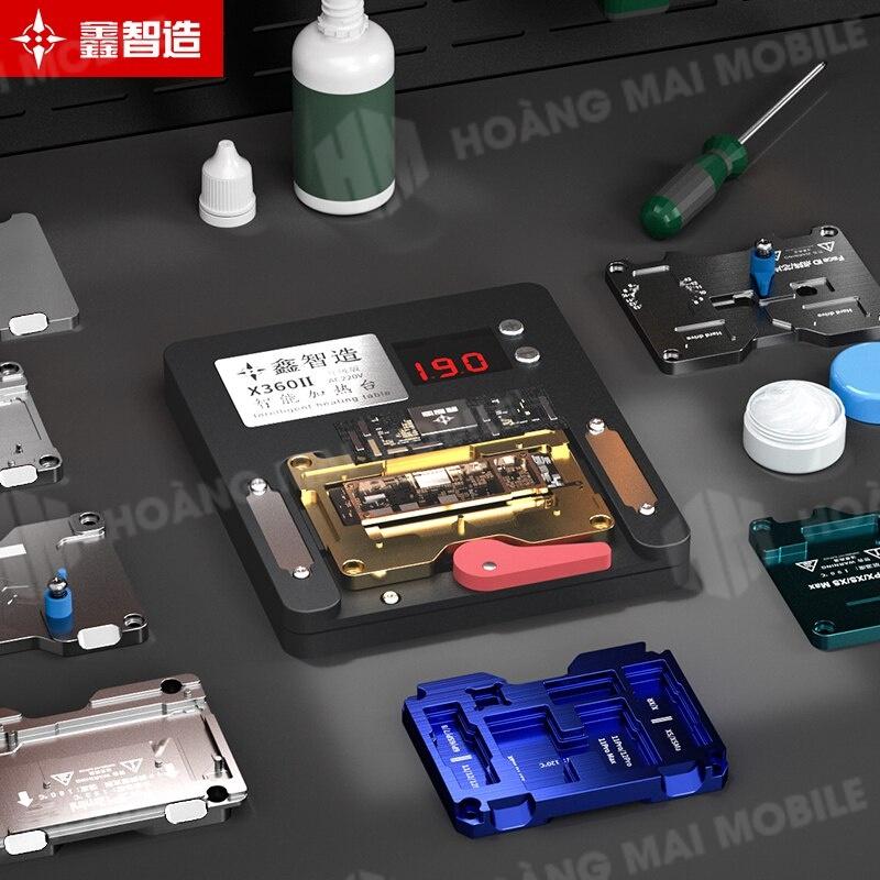 Bộ đế nhiệt tách main cho iPhone X đến 13 Pro Max XINZHIZAO X360 (kèm đế vệ sinh keo CPU, FaceID, tách cam - 10 đế)