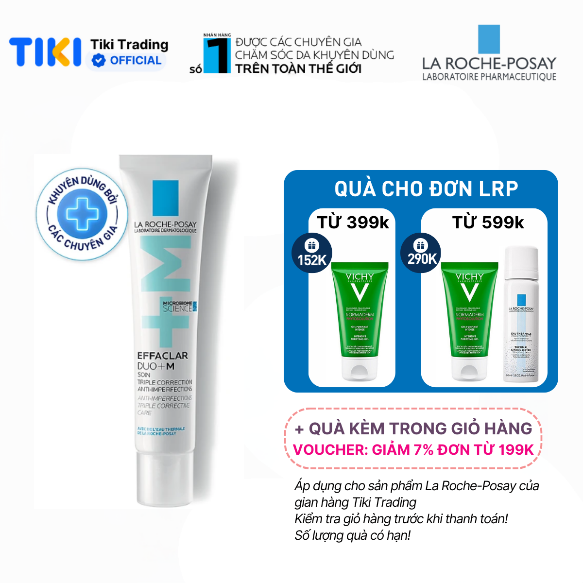 Kem dưỡng giảm mụn nhanh sau 8 giờ La Roche-Posay Effaclar Duo+ M 40ml