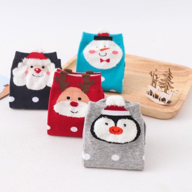 Vớ Ngắn Noel 4 Đôi Vớ Cotton Cổ Ngắn In Họa Tiết Noel Hoạt Hình Vui Nhộn Tất Nữ Phong Cách Nhật Hàn Giáng Sinh Ulzzang