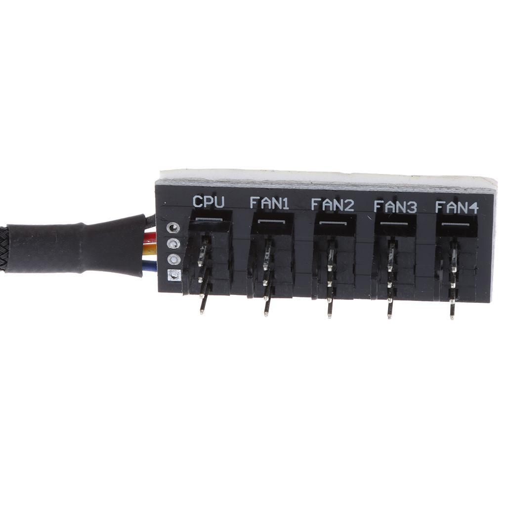 5 Way PWM Splitter Hub 4pin/3pin CPU Computer Fan Black Sleeved 12V