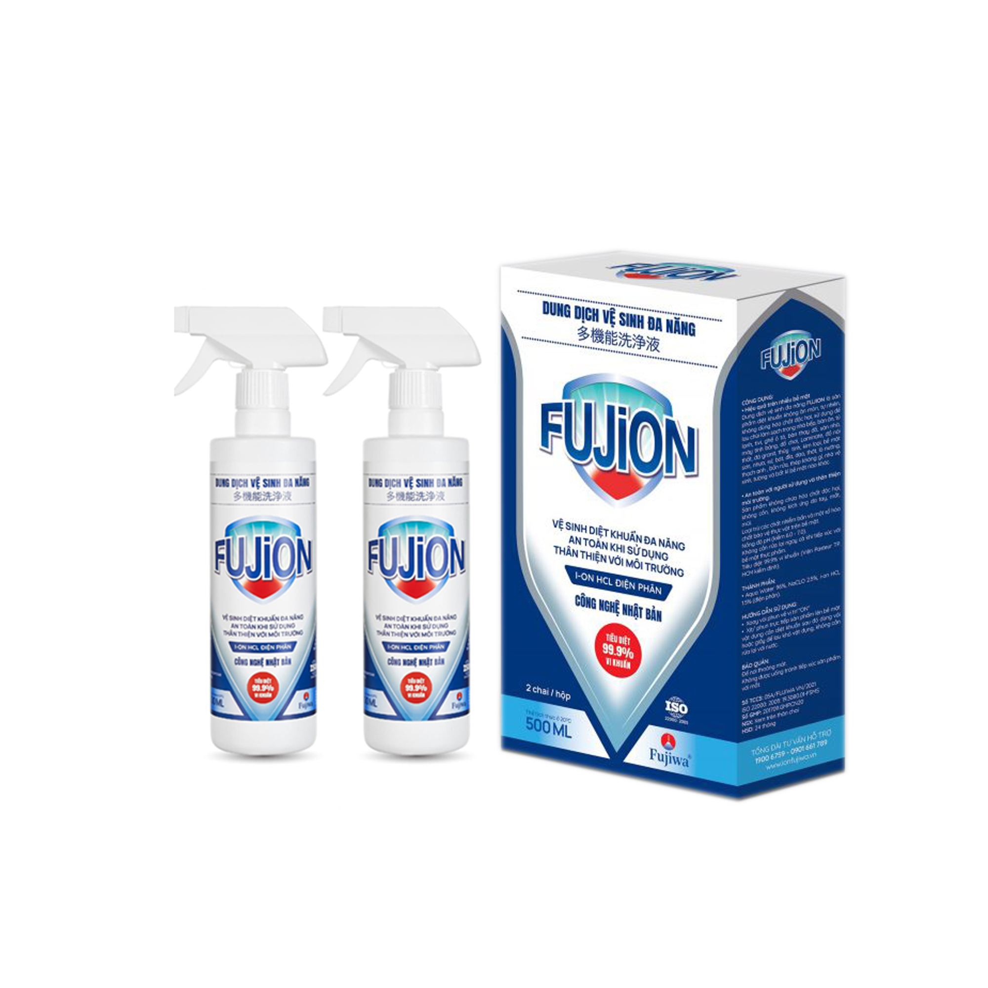 Dung Dịch Vệ Sinh Đa Năng Fujion Chai 500ML - Làm sạch, tiêu diệt 99% Vi khuẩn (Công nghệ Nhật Bản)