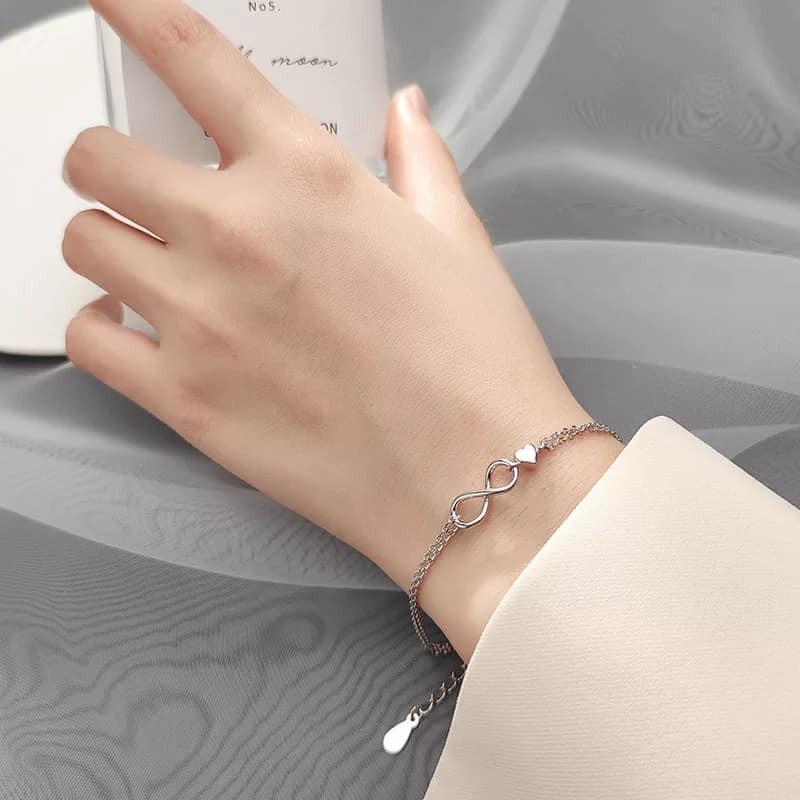 Lắc tay nữ Minh Tâm Jewelry hình vô cực trái tim bạc 925 cao cấp