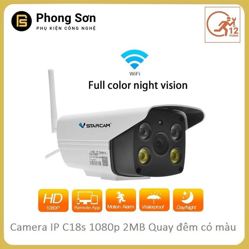 Camera IP ngoài trời C18S FHD 1080p Vstarcam, quay đêm có màu,có âm thanh ,Kèm thẻ 32GB A1 - Hàng Chính Hãng
