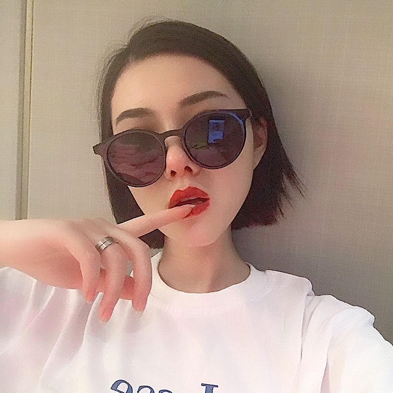 Kính Phân Cực Retro Tròn Trắng Kính Mát Khung Mặt Tròn