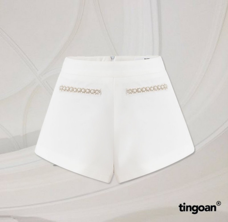 Quần short trắng cạp cao 2 lớp đính cườm LINDSAY SHORTS/WH