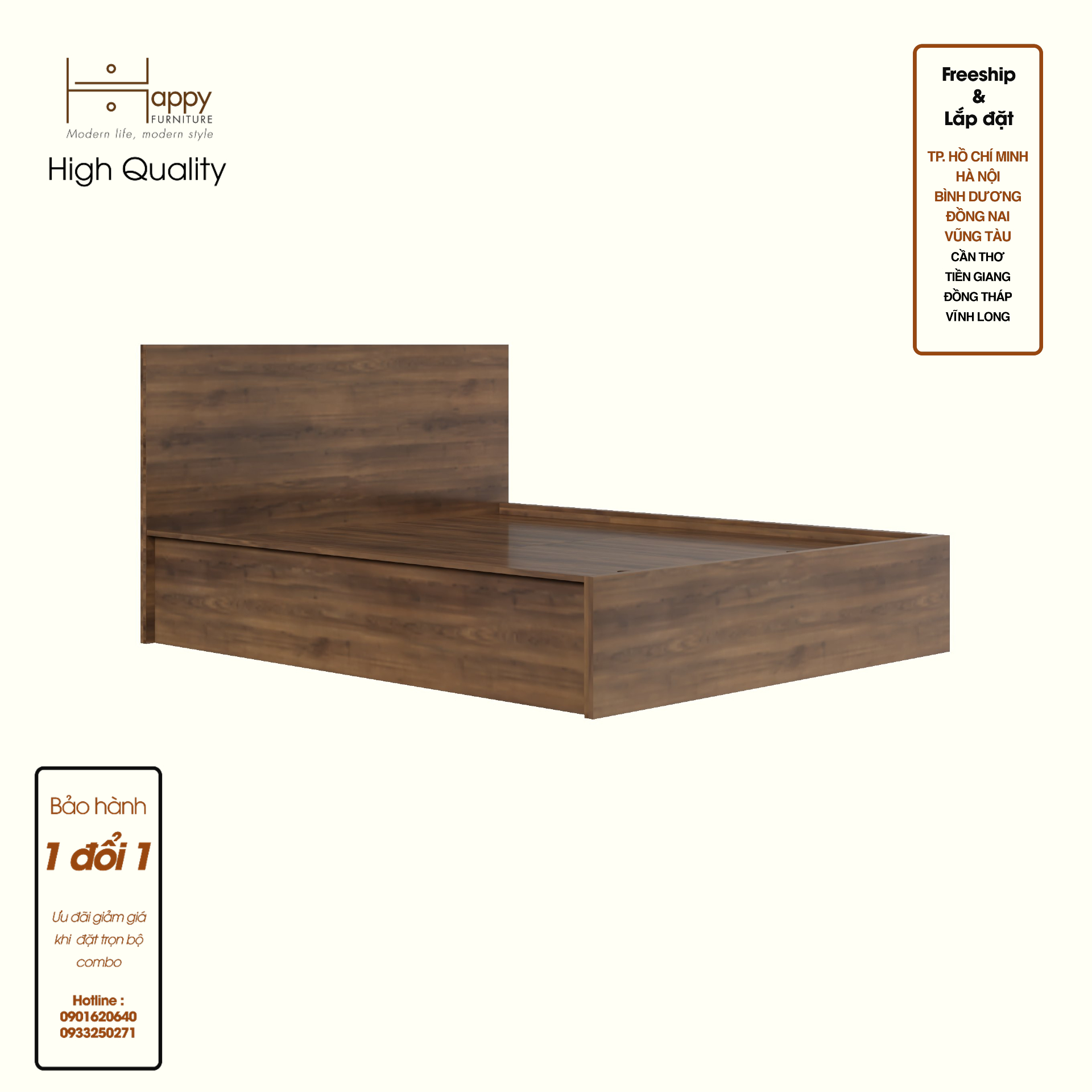 [Happy Home Furniture] DOOBIE, Giường ngủ  - 2 hộc tủ kéo, GNG_001 , GNG_002 , GNG_003 , GNG_004