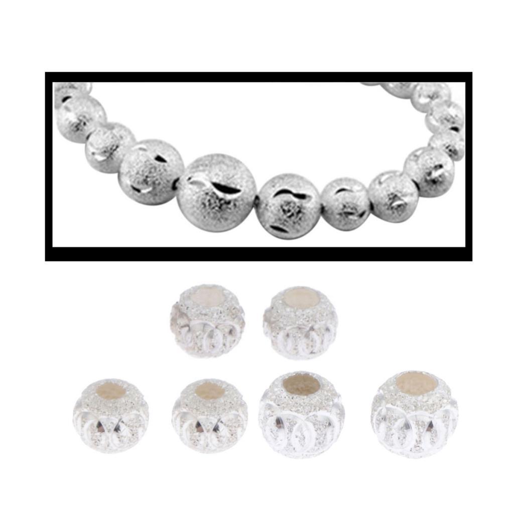 925 Silver Loose Beads Metal Beads Spacer Beads Craft Jewelry Making Beads