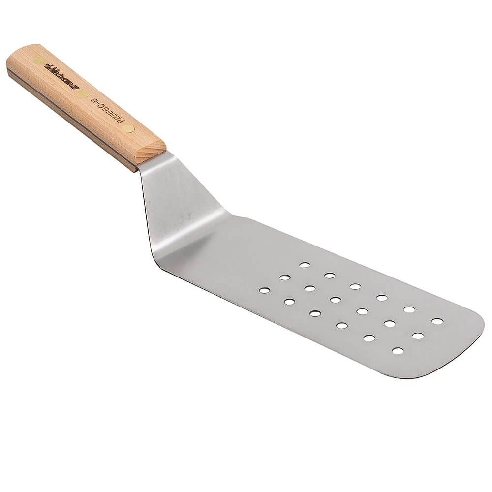 Xẻng Xúc Thịt Nướng BBQ, Chiên Rán Chảo Nướng Phẳng, Thép High Carbon Cao Cấp, Mặt Lỗ 203 mm x 75 mm Chuôi Gỗ, Chính Hãng Mỹ Dexter USA