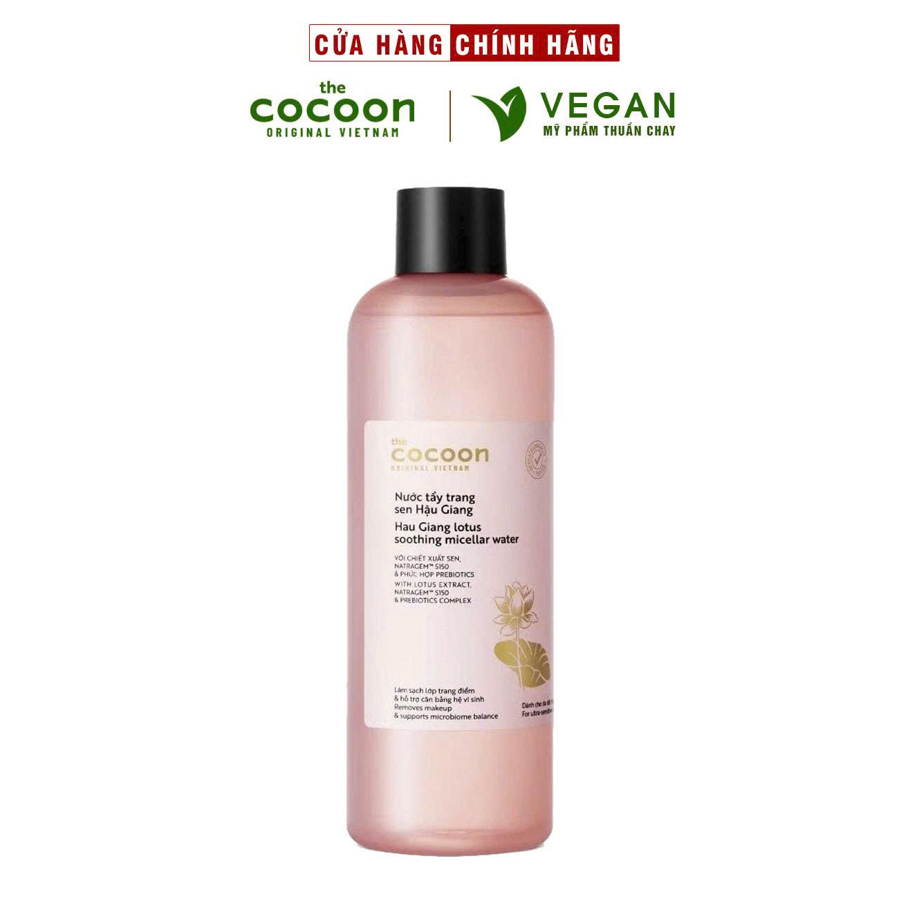 Nước tẩy trang sen Hậu Giang Cocoon 500ml Mỹ phẩm thuần chay