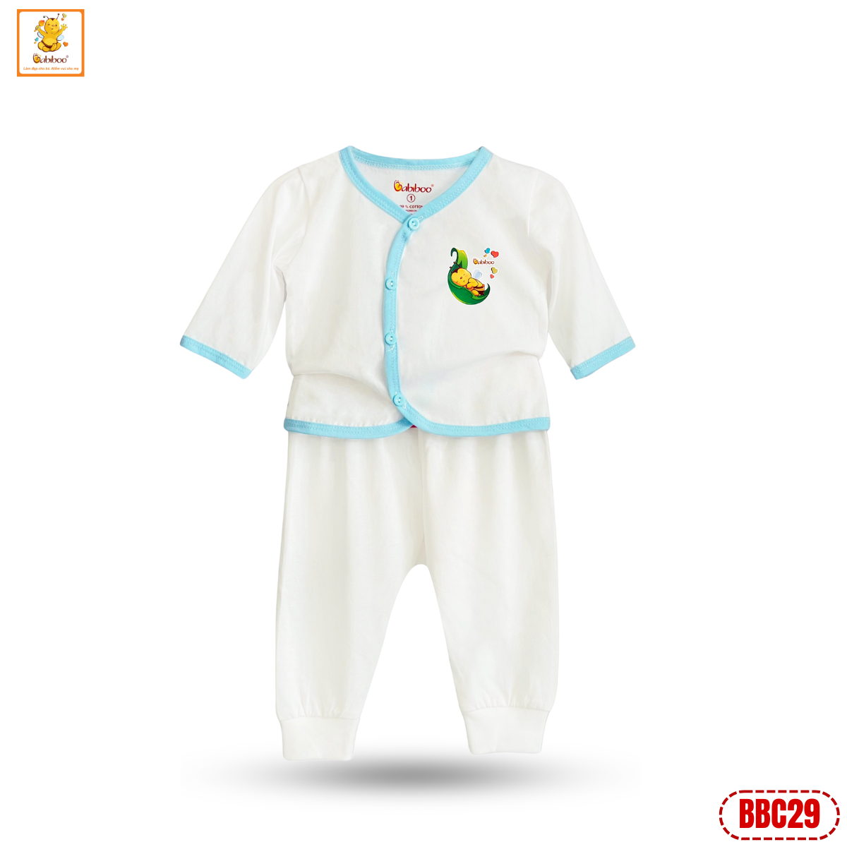 Bộ quần áo sơ sinh Babiboo set đồ dài tay cho bé chất cotton tự nhiên mềm mại - BBC29
