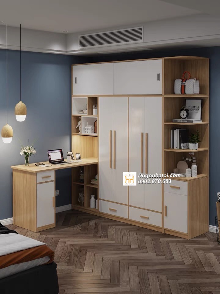 Tủ quần áo kết hợp bàn làm việc hiện đại - TA211
