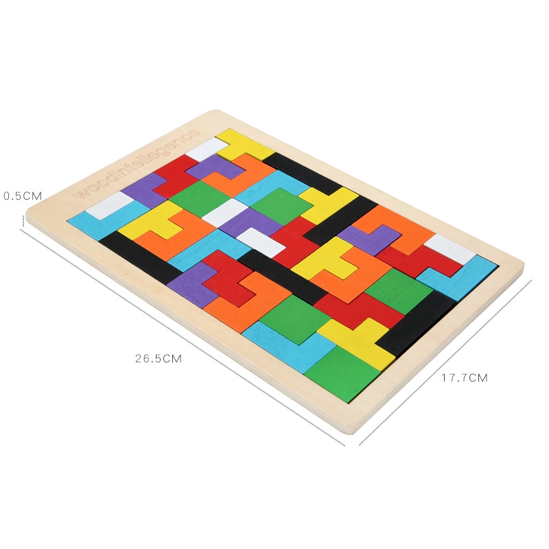 Đồ Chơi Gỗ Montessori - Bảng Xếp Hình Bằng Gỗ Tetris Cao Cấp đầy màu sắc cho bé học tập và vui chơi