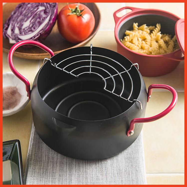 Nồi chiên lọc dầu 18 cm dùng bếp ga, bếp từ, bếp hồng ngoại - Kèm khay hứng