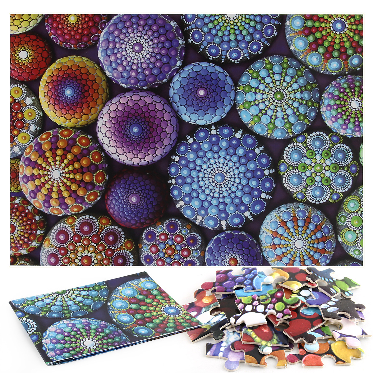 Bộ Tranh Ghép Xếp Hình 1000 Pcs Jigsaw Puzzle Hoa Văn Màu Sắc Bản Thú Vị Cao Cấp