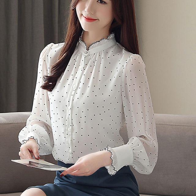 Áo sơ mi nữ tay dài chấm bi cao cấp size M L XL