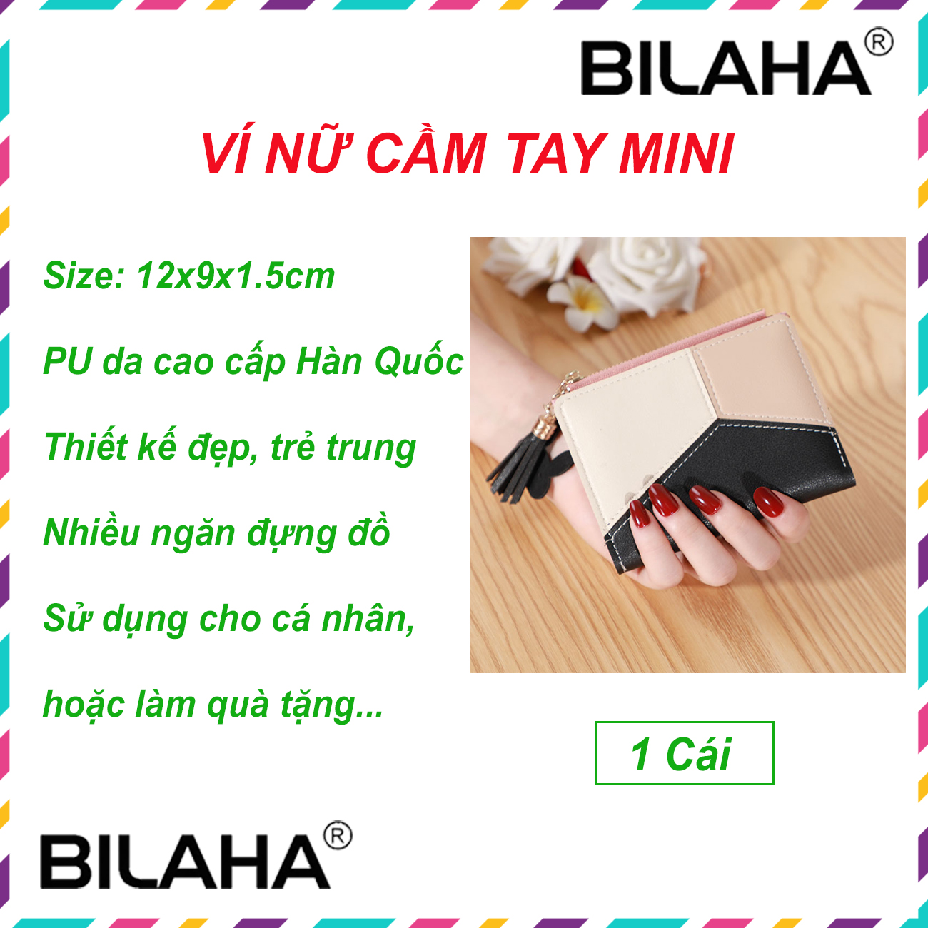 Ví bóp nữ đẹp cầm tay mini ngắn nhỏ gọn bỏ túi thời trang giá rẻ mà đẹp (có hàng sẵn) (Hàng Chính Hãng)