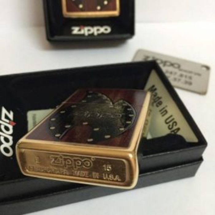 Bật Lửa Zippo Leather Flame Gold Dust Chính Hãng Usa