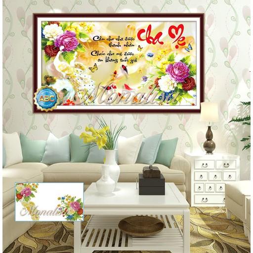Tranh đá cha mẹ công trắng hoa mẫu đơn Y8143 - kích thước: 100 * 60cm.