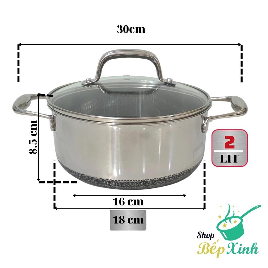 Nồi inox 3 lớp đáy liền cao cấp Kims Cook Blackcube Phủ chống dính Daikin-Nhật Bản thế hệ mới- 18cm/20cm/24cm/26cm - tặng 1 sạn inox