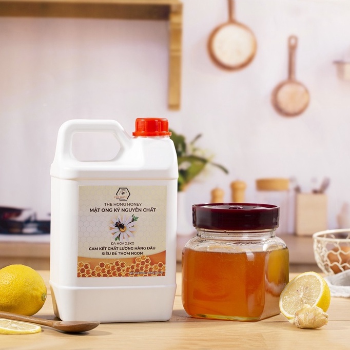 Mật ong nguyên chất đậm đà 100% 1 lít không tem - Thế Hồng Honey