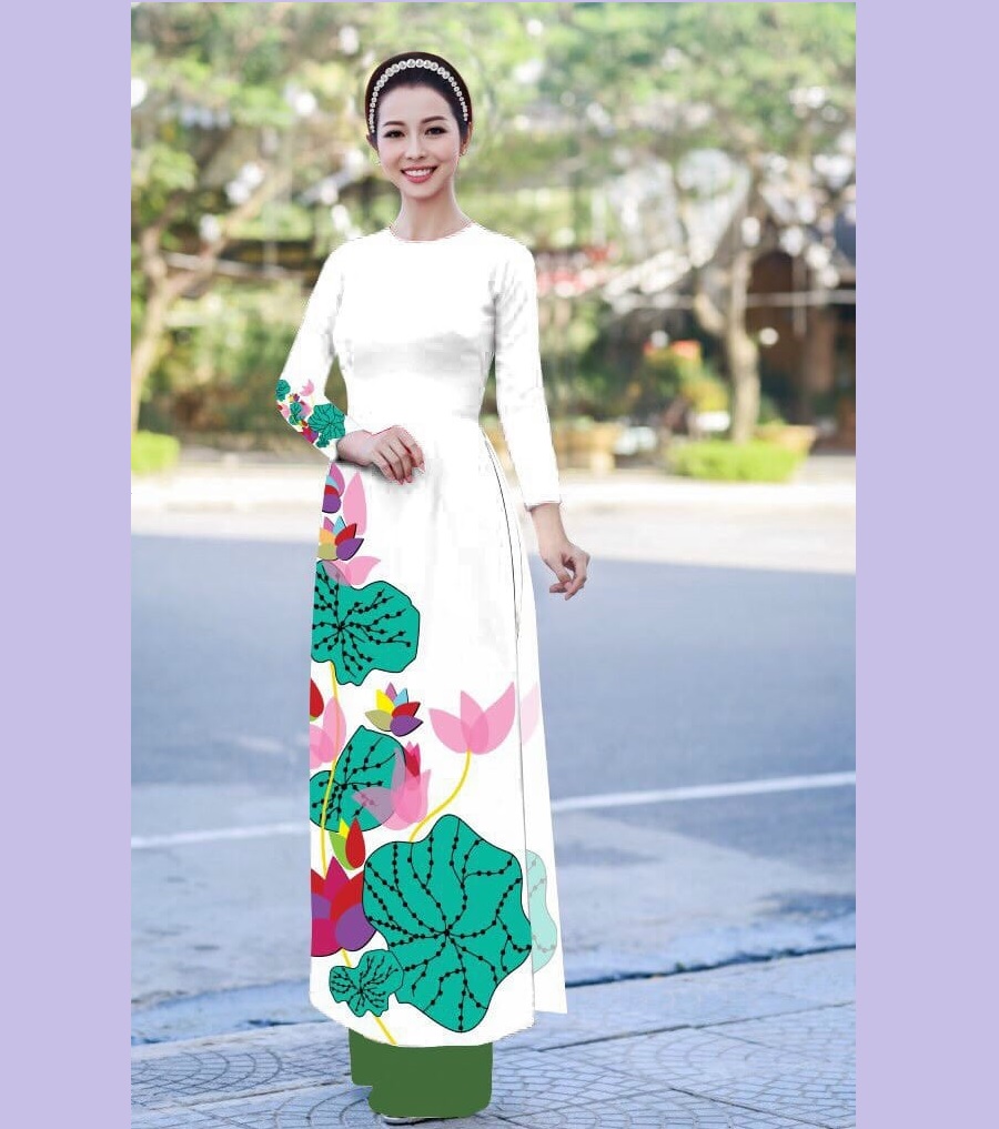 SET ÁO DÀI TRUYỀN THỐNG HOA SEN HỒNG