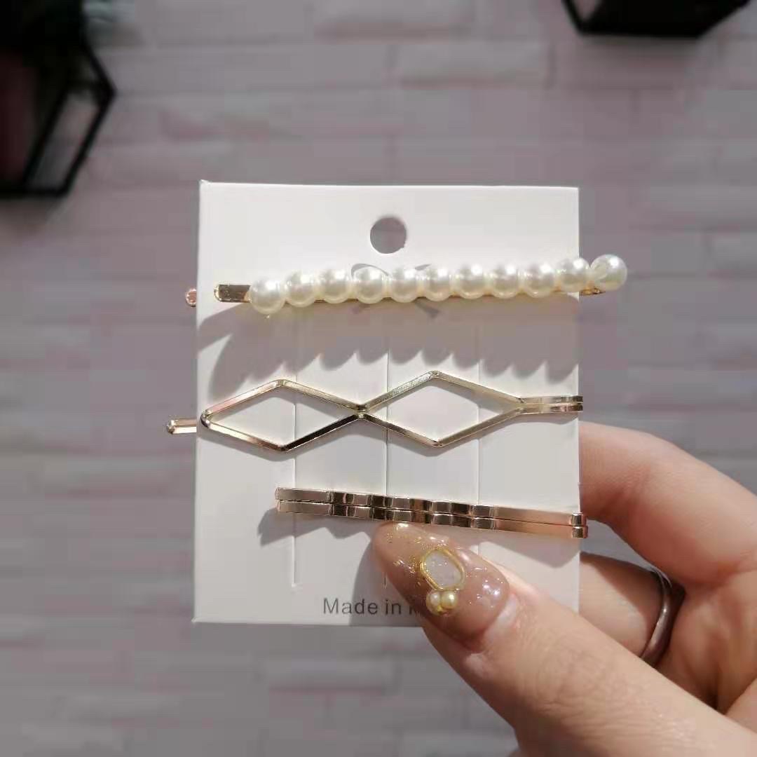 Bộ 3 Kẹp Tóc Kim Loại Xi Vàng Thiết Kế Phối Ngọc Trai Giả Sang Trọng - 7