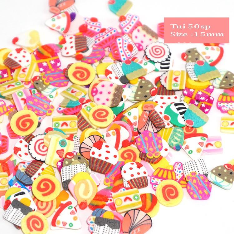Túi 300 Phụ Kiện Đất Sét Trang Trí Ốp ĐIện Thoại/Nail/Resin Làm Handmade