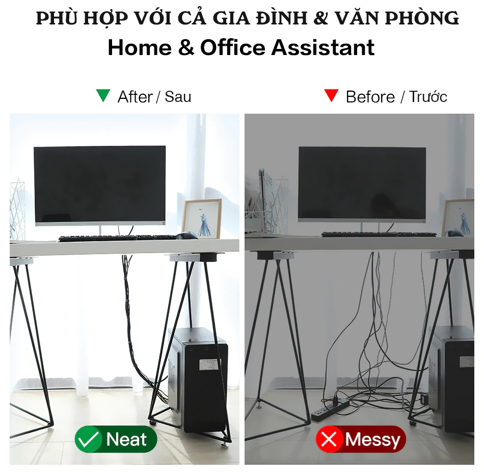 Combo 2 Cuộn Băng Gai Dính, Băng Dán Thu Gọn Dây 3 Mét giúp buộc gọn dây Cáp sạc điện thoại, dây LAN, máy tính