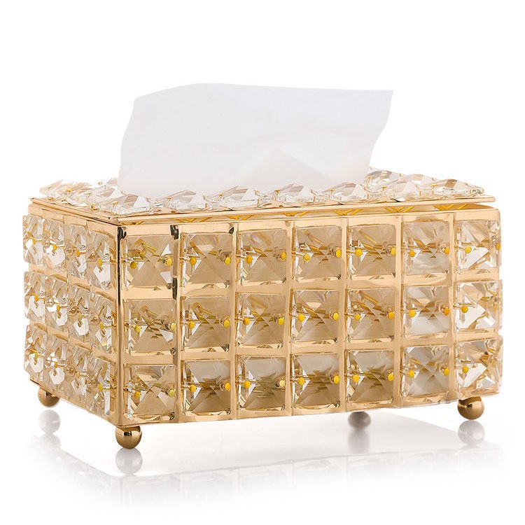 Hộp đựng khăn giấy pha lê hình chữ nhật luxury sang trọng