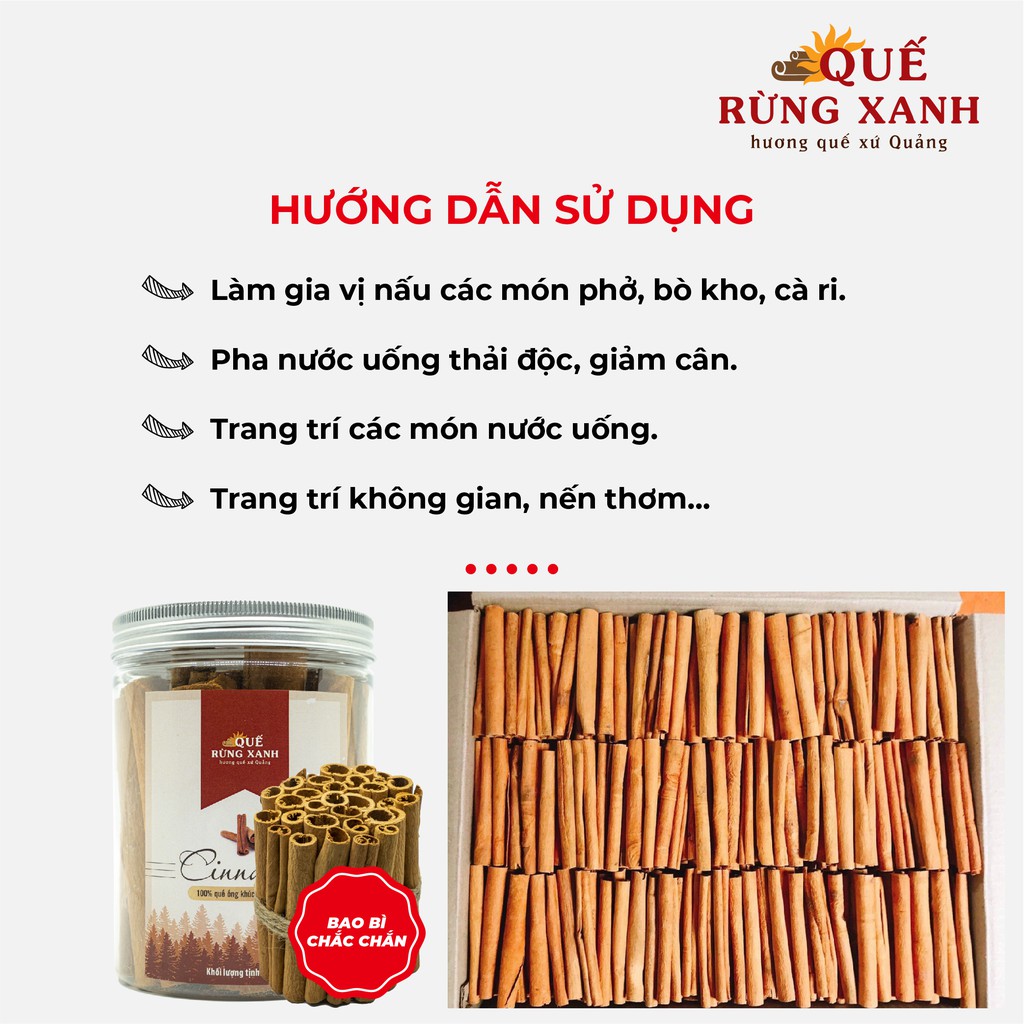 Quế ống điếu đã cạo nguyên chất 100% làm thơm phòng, đuổi muỗi, chống hôi miệng, ngăn ngừa các bệnh về tim 150g/hộp Quế Rừng Xanh - CHÍNH HÃNG