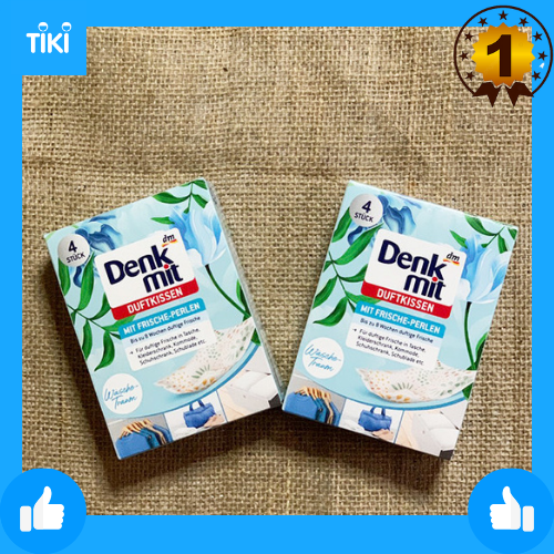 Set 4 gói túi thơm hương thiên nhiên DENKMIT, Textilerfrischer Duftkissen Wäsche-Traum, 4 St, Bỏ trong tủ quần áo tủ giày hay túi xách thơm đến 8 tuần trở lên