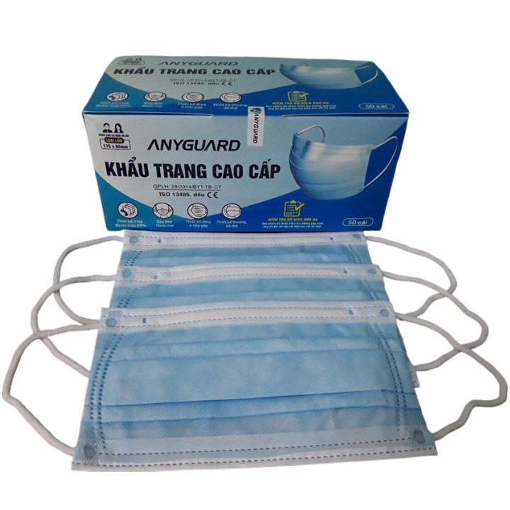 Khẩu trang y tế cao cấp ANYGUARD (ISO13485, FDA, CE), Hộp 50 cái