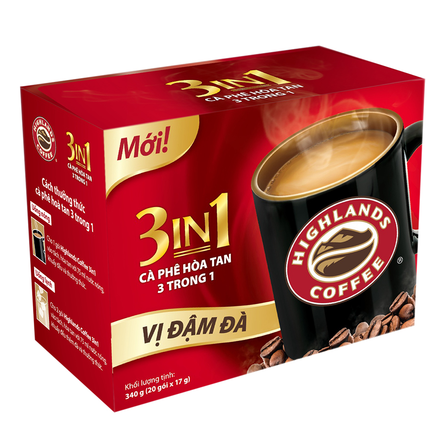 Hình ảnh của sản phẩm Cà phê sữa hoà tan 3in1 Highlands Coffee (20 Gói x 17g)