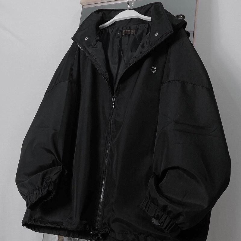 Áo Khoác Dù 2 lớp Form Rộng NINA màu ĐEN/XÁM Nam Nữ Unisex Áo Jacket dây kéo Ulzzang Jaystoree