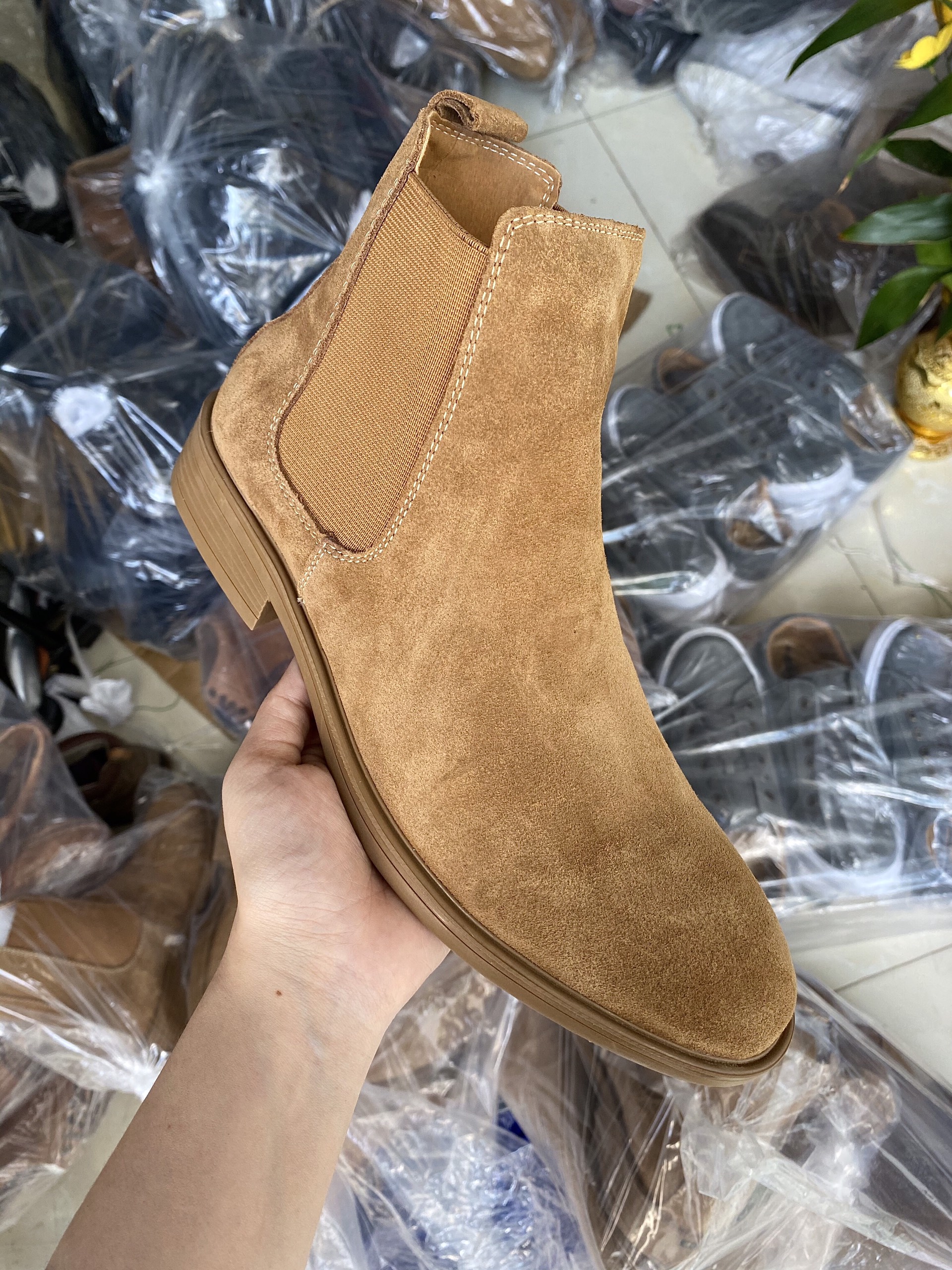 Giày Chelsea Boots Nam Da Lộn Màu Vàng Bò TEFOSS HN601 Cao Cổ Da Thật Cao Cấp Size 38-43