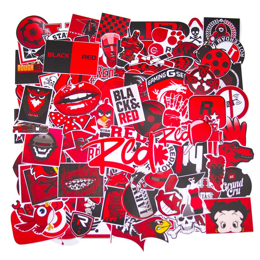 Set 100 Sticker - Black Red